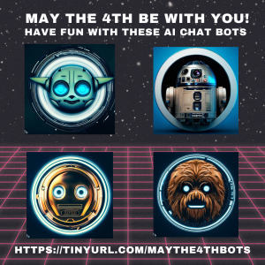 Picture of star wars characters as chatbots.